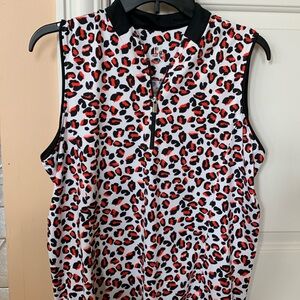 TAIL Womens Sleeveless Printed Golf Shirt Size L